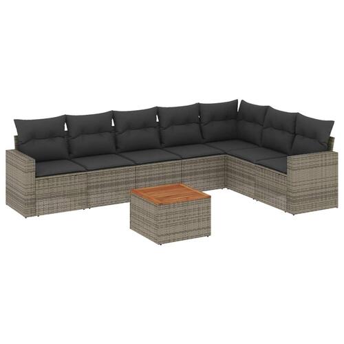 Sofasæt til haven 8 dele med hynder polyrattan grå