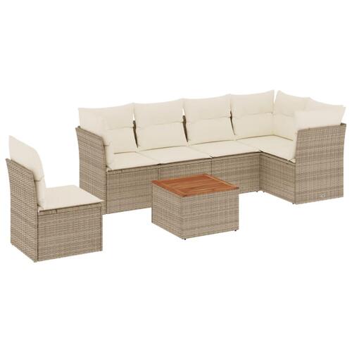 Sofasæt til haven 7 dele med hynder polyrattan beige