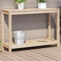 Plantebord med hylde 108x35x75 cm massivt fyrretræ