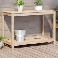 Plantebord med hylde 108x50x75 cm massivt fyrretræ