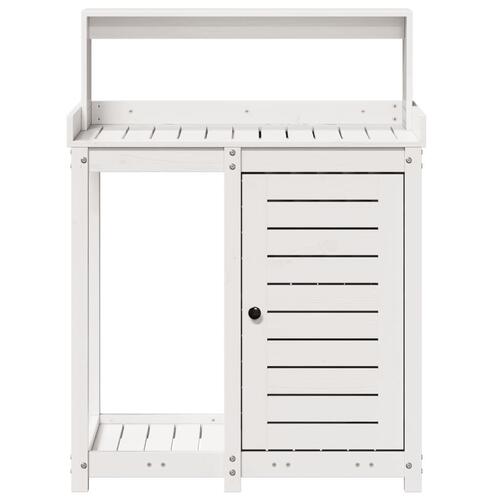 Plantebord med hylder 82,5x50x109,5 cm massivt fyrretræ hvid