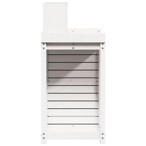 Plantebord med hylder 82,5x50x109,5 cm massivt fyrretræ hvid