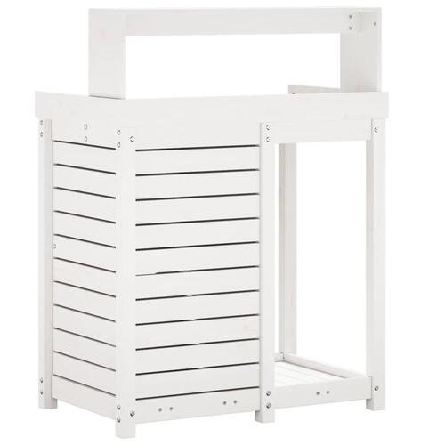 Plantebord med hylder 82,5x50x109,5 cm massivt fyrretræ hvid