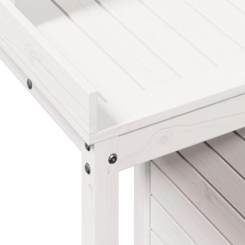 Plantebord med hylder 82,5x50x109,5 cm massivt fyrretræ hvid
