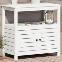 Plantebord med hylder 82,5x45x81 cm massivt fyrretræ hvid
