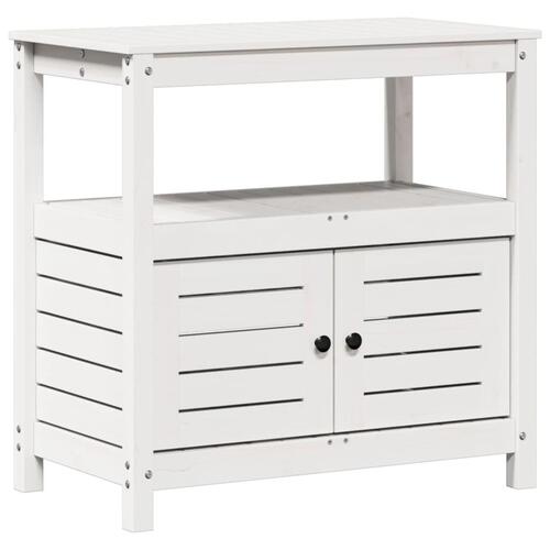 Plantebord med hylder 82,5x45x81 cm massivt fyrretræ hvid