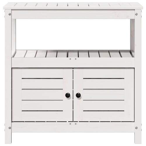 Plantebord med hylder 82,5x45x81 cm massivt fyrretræ hvid