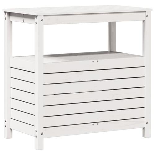 Plantebord med hylder 82,5x45x81 cm massivt fyrretræ hvid