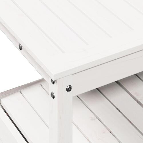 Plantebord med hylder 82,5x45x81 cm massivt fyrretræ hvid