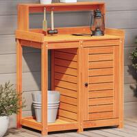Plantebord med hylder 82,5x50x109,5 cm massivt fyrretræ brun