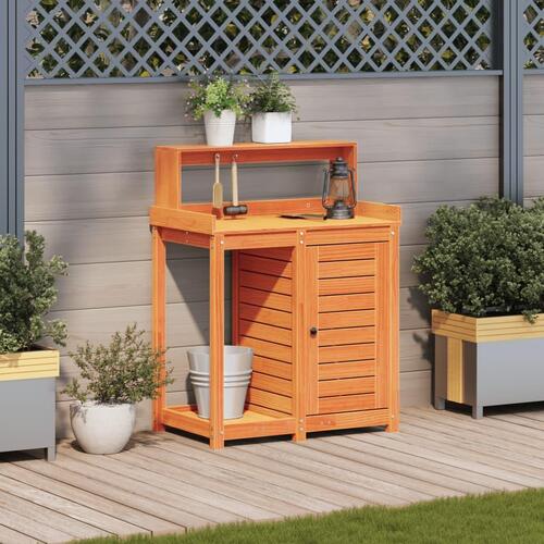 Plantebord med hylder 82,5x50x109,5 cm massivt fyrretræ brun