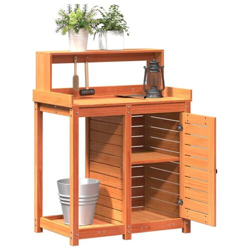 Plantebord med hylder 82,5x50x109,5 cm massivt fyrretræ brun