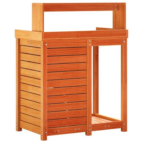 Plantebord med hylder 82,5x50x109,5 cm massivt fyrretræ brun