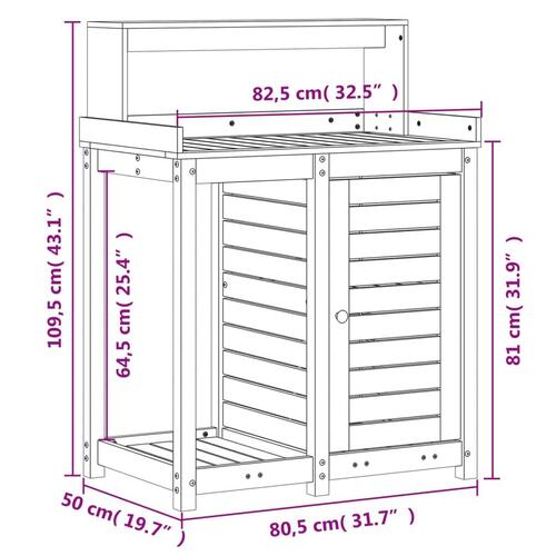 Plantebord med hylder 82,5x50x109,5 cm massivt fyrretræ brun