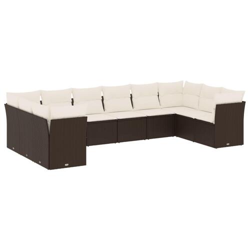 Sofasæt til haven 10 dele med hynder polyrattan brun