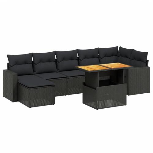 Sofasæt til haven 8 dele med hynder polyrattan sort