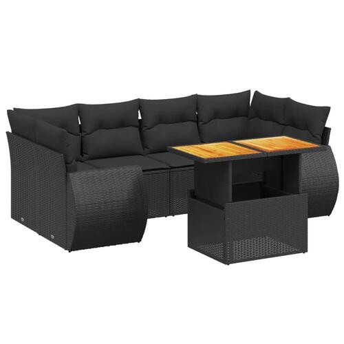 Sofasæt til haven 7 dele med hynder polyrattan sort