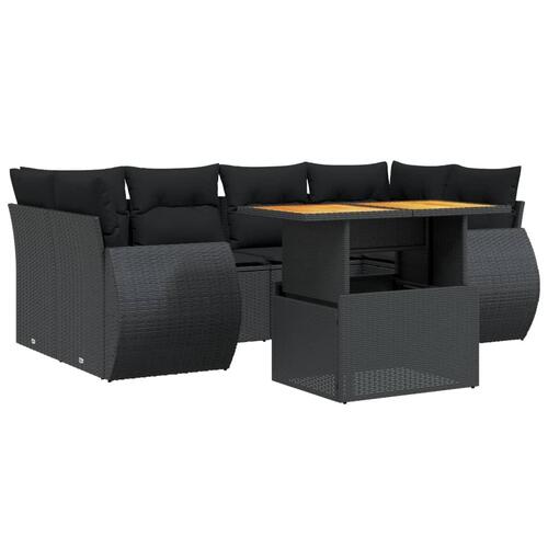 Sofasæt til haven 7 dele med hynder polyrattan sort