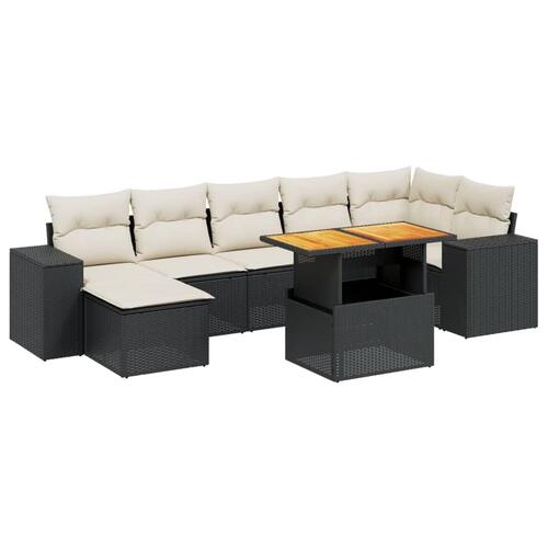 Sofasæt til haven 8 dele med hynder polyrattan sort