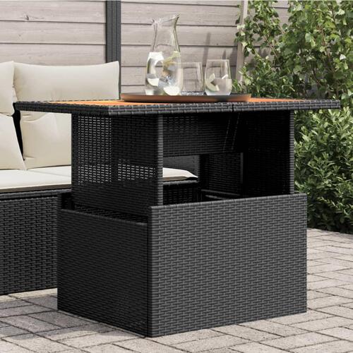 Havebord 100x55x73 cm polyrattan og akacietræ sort