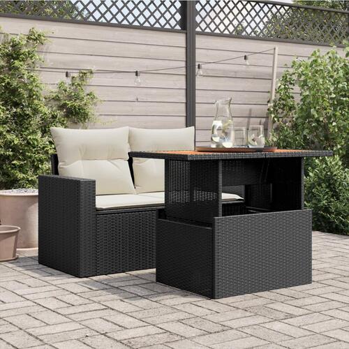 Havebord 100x55x73 cm polyrattan og akacietræ sort