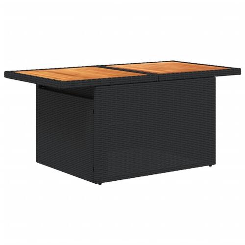 Havebord 100x55x73 cm polyrattan og akacietræ sort