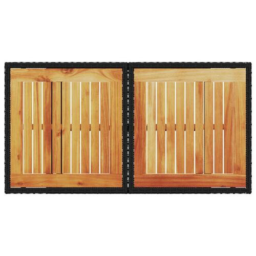 Havebord 100x55x73 cm polyrattan og akacietræ sort