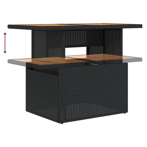 Havebord 100x55x73 cm polyrattan og akacietræ sort