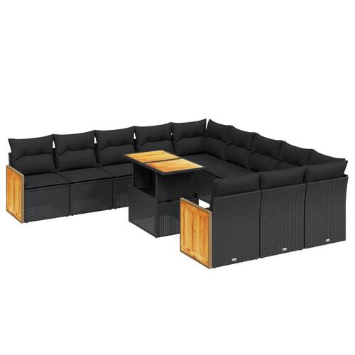 Sofasæt til haven 11 dele med hynder polyrattan sort