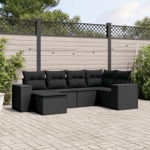 Sofasæt til haven 6 dele med hynder polyrattan sort