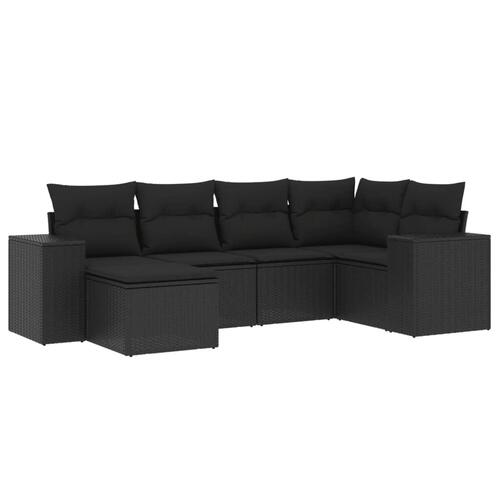 Sofasæt til haven 6 dele med hynder polyrattan sort