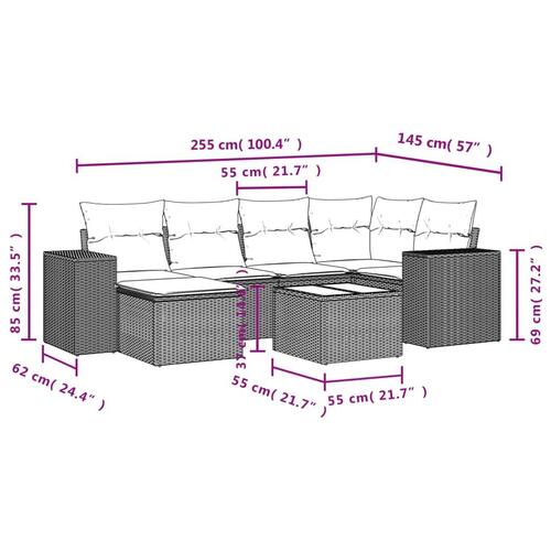 Sofasæt til haven 7 dele med hynder polyrattan sort