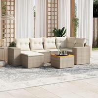 Sofasæt til haven 7 dele med hynder polyrattan beige