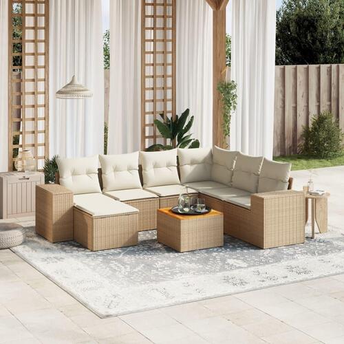 Sofasæt til haven 8 dele med hynder polyrattan beige