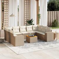 Sofasæt til haven 10 dele med hynder polyrattan beige