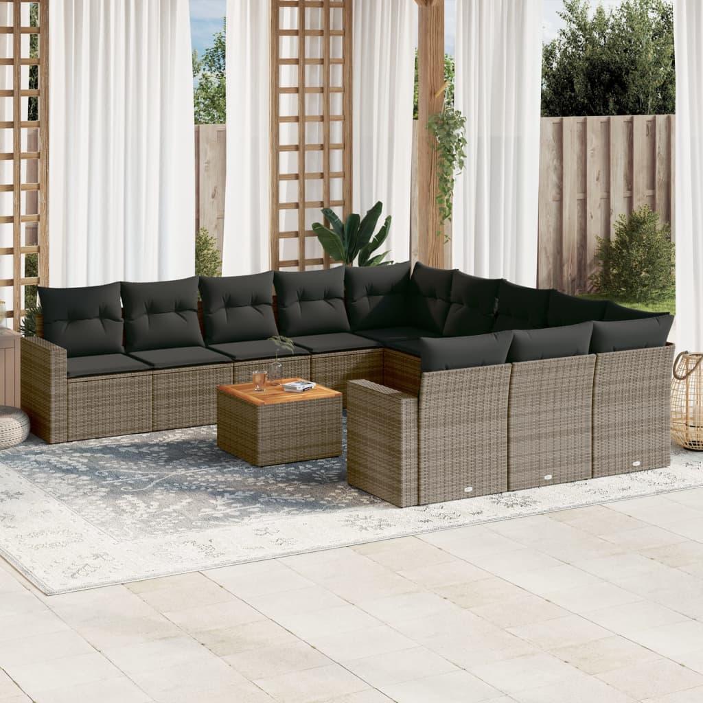 Sofasæt til haven 12 dele med hynder polyrattan grå billede