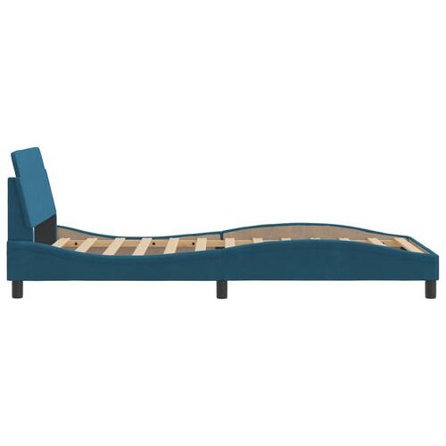 Sengeramme med sengegavl 100x200 cm fløjl blå