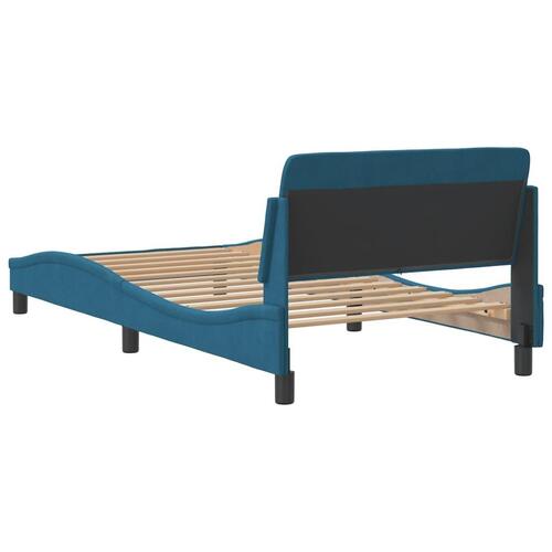 Sengeramme med sengegavl 100x200 cm fløjl blå