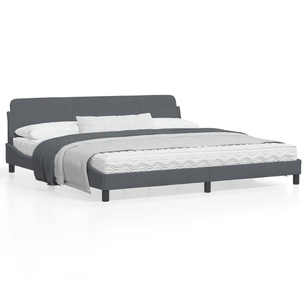 Sengeramme uden madras Mørkegrå 200x200 cm Fløjl