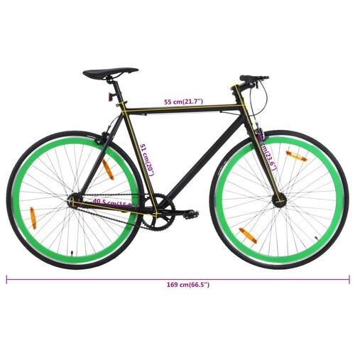 Cykel 1 gear 700c 51 cm sort og grøn