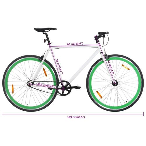 Cykel 1 gear 700c 59 cm hvid og grøn