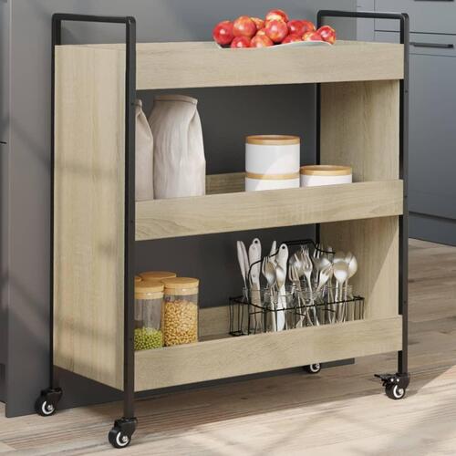 Køkkenvogn 70x30x82 cm konstrueret træ sonoma-eg