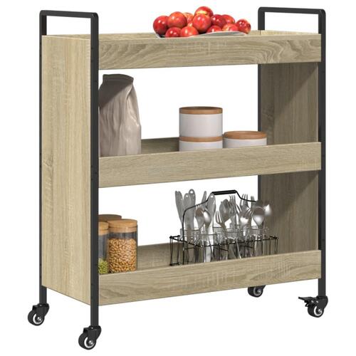 Køkkenvogn 70x30x82 cm konstrueret træ sonoma-eg