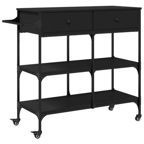 Køkkenvogn 105x42x95 cm konstrueret træ sort