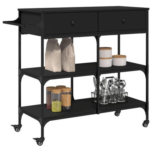 Køkkenvogn 105x42x95 cm konstrueret træ sort