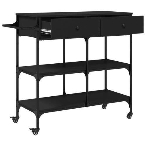 Køkkenvogn 105x42x95 cm konstrueret træ sort