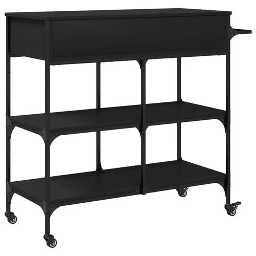 Køkkenvogn 105x42x95 cm konstrueret træ sort