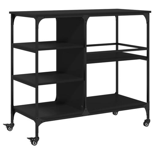 Køkkenvogn 100x45x89,5 cm konstrueret træ sort