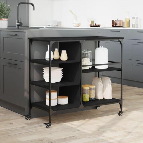 Køkkenvogn 100x45x89,5 cm konstrueret træ sort