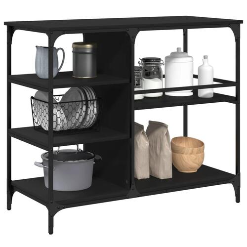 Køkkenvogn 100x45x89,5 cm konstrueret træ sort